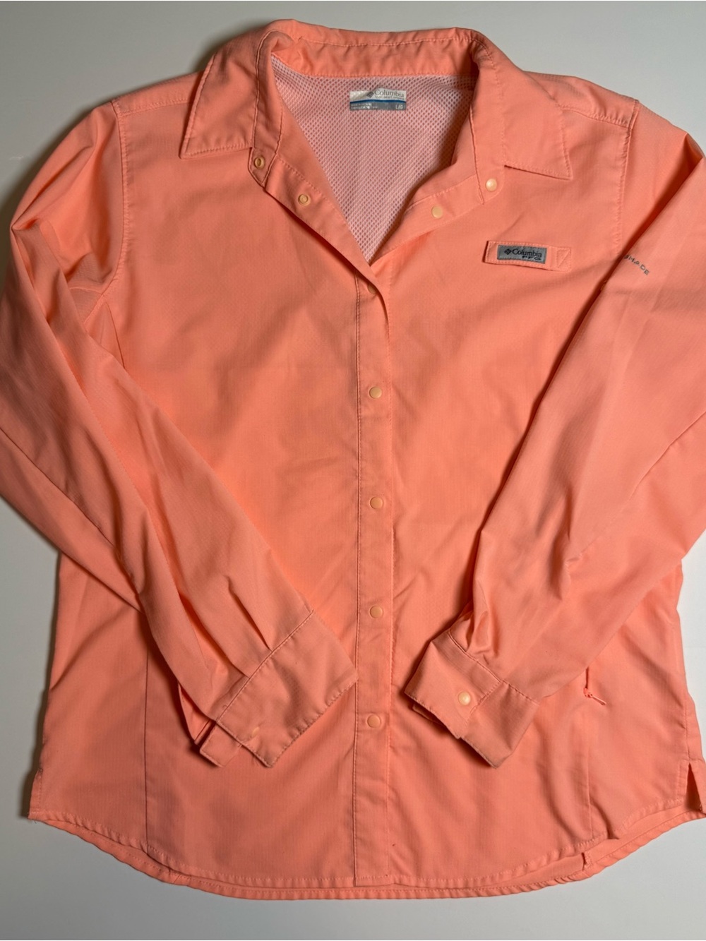 Columbia PFG Omni-Shade Women’s Long Sleeve Coral Button-Up Shirt Outdoors L
